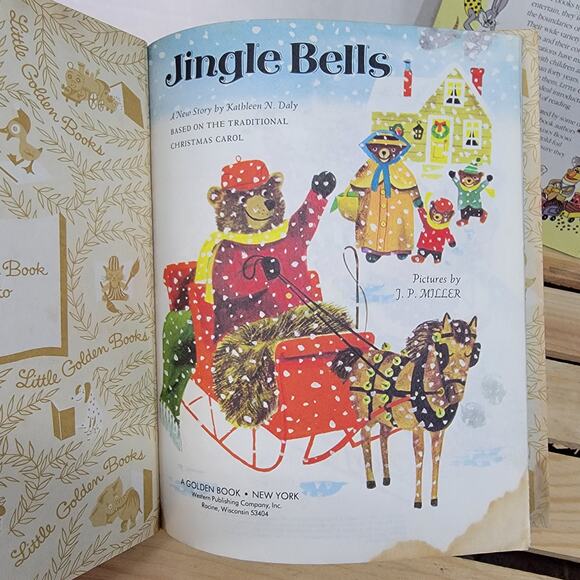 VINTAGE 2 Little Golden Books: Jingle Bells & Timothy Tiger (hardback) - Picture 2 of 6